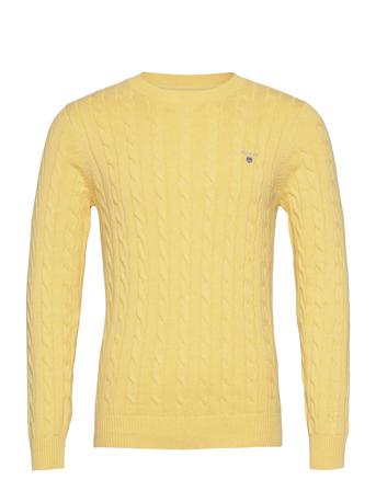 Cotton Cable C-Neck Neulepaita Pyöreä Kaula-aukko Keltainen GANT