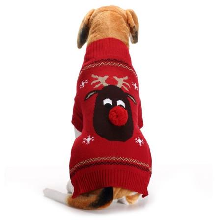 Hundesweatre til jul, tegneserie, dyr, rensdyr, kat, vinterstrik, varmt tøj, kæledyr, jule-C