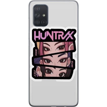 Yhteensopiva Puhelinkuori Samsung Galaxy A71 K-pop-inspiroitunut futuristinen tyttöryhmä neonvaloissa ja kosminen sci-fi-kohtaus