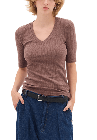 Inwear DagnaIW Melange V T-Shirt Överdelar Dam Brun L