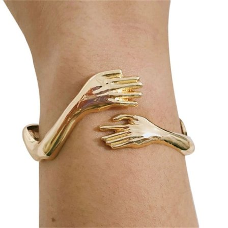 Guld Hand Hug armband för kvinnor män öppen manschett armband justerbar par