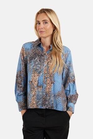 SIGNATURE - Langærmet Skjorte - Blå Mix - Mønstret