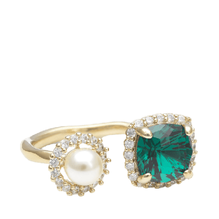 Lily and Rose Colette ring - Emerald square Ringar Dam Guld ONESIZE