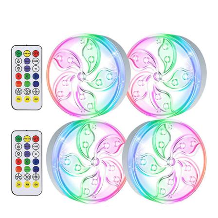 LED-poollys med farveskiftende vandtæt RF-fjernbetjening Holdbar Langtidsholdbar Nem at installere til jordbassin 4 Pack