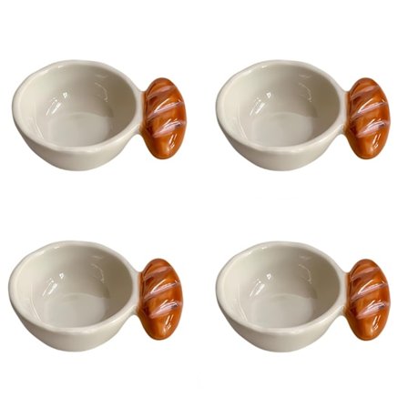 Særpreget keramisk brød- og brun dyppeskålsett: Oppvaskmaskinsikre sauseskåler for hjemmeservering, festservering og kreative krydder (4 stk)