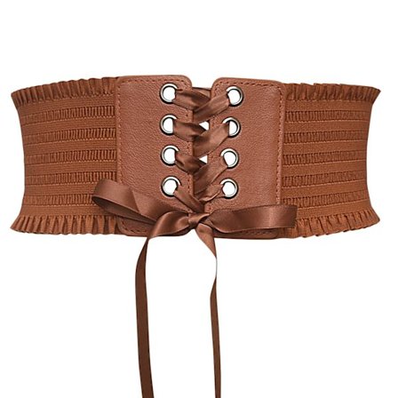 Kvinners brede elastiske snøring i livet belte justerbar skinn cinch