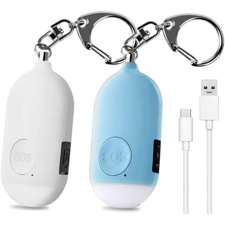 2 kpl 130 DB henkilökohtaista hätävaroitinta(Valkoinen&Sininen-70*36*17mm),