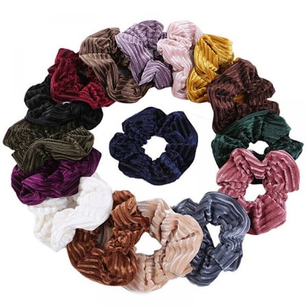 3Pcs Lady Striped Velvet Hair Scrunchies Elastic Scrunchy Bobbles Ponytail Hair Bands