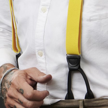 Brede Gule Bukseseler med Knappefeste for menn - Bukseseler med knapper