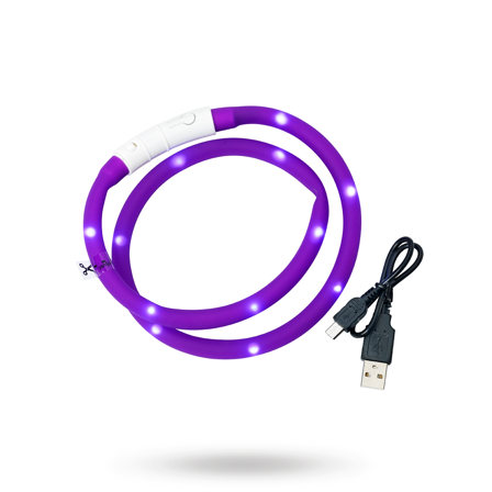 Dogman Blinkhalsband LED Lila - Säkerhetslampor & reflxer till hundar- För stora hundar