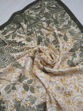 7Days Satengskjerf Blader Grønn 70x70