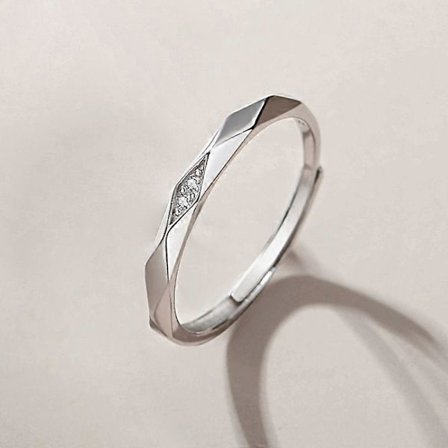 Justerbar Ring Silver 925 Sterling Silver Damring, Polerad / Fasetterad Prismaslipning Tunna Ringar, Stapelbara Förlovningsringar, Vänskapsringar och 
