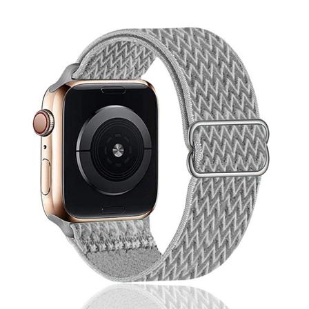 Strækbar rem kompatibel med Apple-remme Justerbar strækbar flettet elastikvævning Nylon til iWatch 7 --- Lysegrå(42/44/45mm)