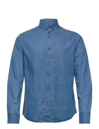 Bs Elverum Casual Slim Fit Shirt Skjorta Casual Blå Bruun & Stengade