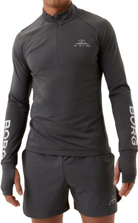 Björn Borg Men's Borg Graphic Midlayer Half Zip Men long-sleeved training tops Grey L