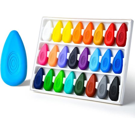 24 farveblyanter, ikke-giftige vaskbare farveblyanter til småbørn, jumbo-farveblyanter i vanddråbeform med let greb, perfekt til småbørns hænder