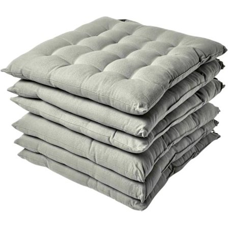 Sædehynder til spisestuestole, sæt med 6 bomuldsstolehynder med stropper, 40x40 cm