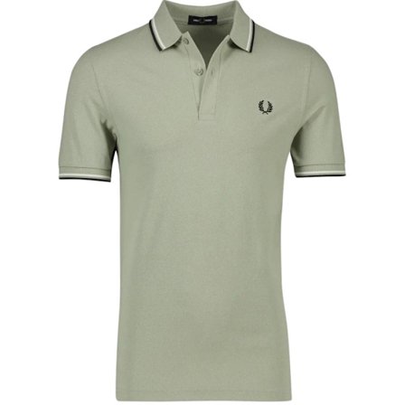 Fred Perry Herr Dubbelrandig Pikétröja XS Ljusgrön