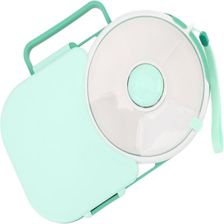 Roterende snackopbevaringsboks med låg og opdelte rum, fugtbestandig frugt- og snackorganisator, velegnet til hjemme- og kontorbrug (Grøn)