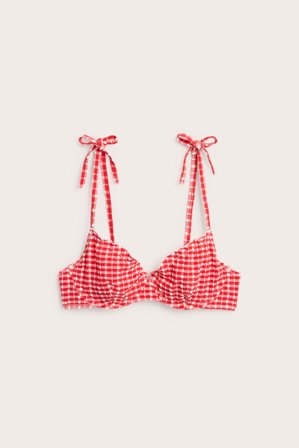 Kappahl | Stanik od bikini, w kratkę, z wiązaniem Czerwony 75B | Czerwony
