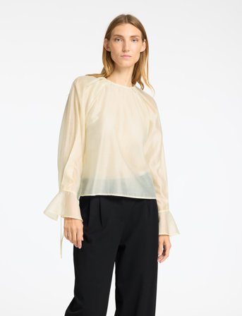 Selected Slfiris Ls O-Neck Top - Cream - 36