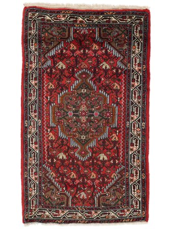 Handgeknüpft Hamadan 73X125 Persischer Wollteppich Schwarz/Dunkelrot Klein