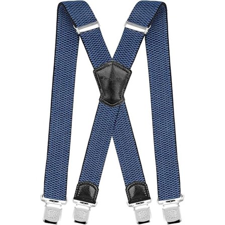 Seler med ekstra sterke metallklemmer 4 cm brede Heavy Duty-seler One Size Passer alle menn og kvinner Justerbar og elastisk X-form (blå)