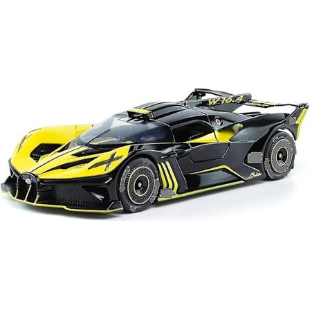 Bugatti Bolide Superbil Simuleringsmodell i Metall för Racingleksaker för Pojkar, Gåvor 1:24 Legering Miniatyrmodellbil (färg: Gul)