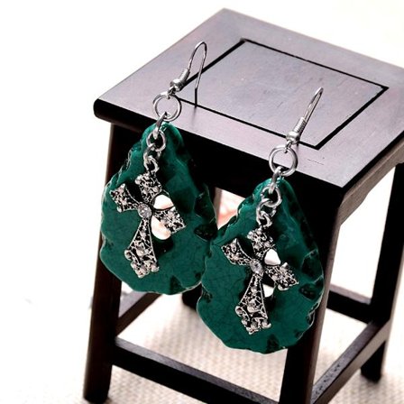 Oäkta grön jad Droppformade örhängen antik stil