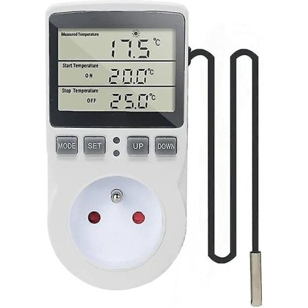Plug-in Termostat Digital Temperaturkontrol Varme Køling Med Sonde, LCD Plug Temperaturkontrol Timer Til Akvarium Inkubator Drivhus