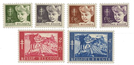 Belgien 1954 - OBP 955-60 - Ubrugt