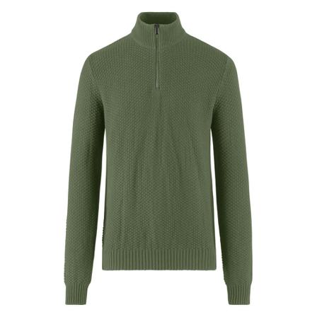 BomBoogie Cotton Wool Blend Tricot Sweater with Zip Grøn, Herre