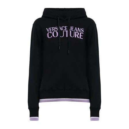 Versace Jeans Couture Embroidered Logo Hoodie Sort, Dame
