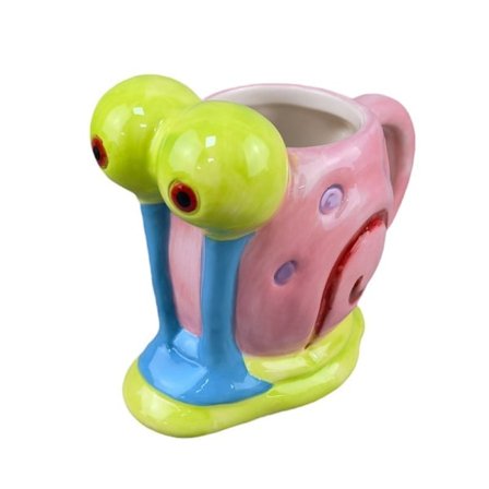 Lille snegl Sølv Buffalo SpongeBob SquarePants 3D Skulptureret Keramik Kop, Kop, børns vandkop, julegave 400ml (13 oz)