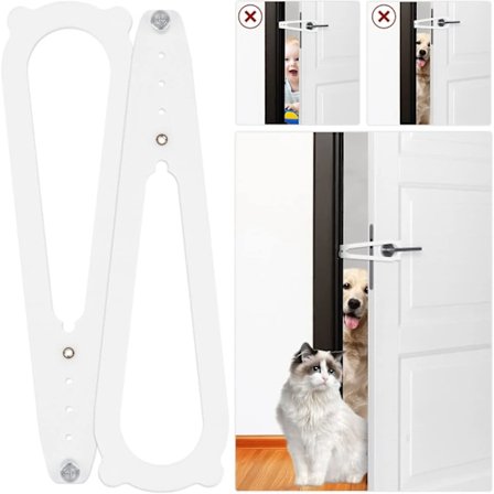 Kattelåge Lås, 2 STK Kattelåge Stopper - Katte Dør Alternativ Installeres Hurtigt Flex Katte Dør Lås Rem 5 Justerbare Størrelser (Katteform)