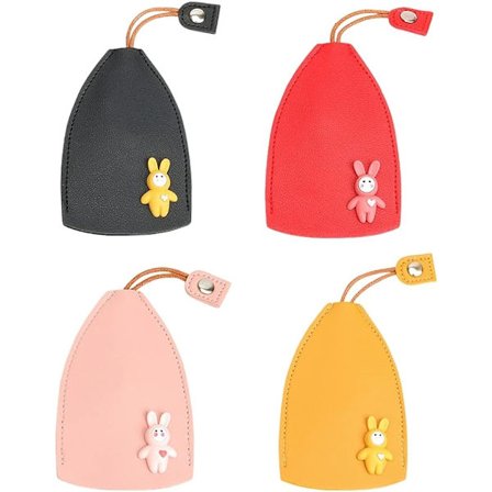 4 søde og kreative pull-out nøgleetuier, kanin PU lædernøglepung butler, bilnøgleetui, tegneserie læder stor kapacitet bilnøgleetui, mand og kvinde