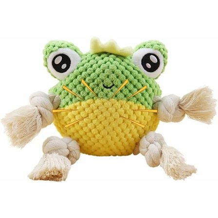 Hundeskvisleker, dyreleker, interaktive plysjleker for mellomstore og store hunder, hund/valp tyggeleker - frosk