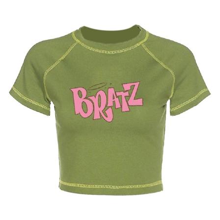 Helt Ny, Gothic T-shirt Kvinder Y2k Crop Top Behagelig Print Retro Crop Top Rund Hals Kortærmet, 50% Tilbud green s