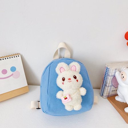 Skolesekk for barn, førskoleklasse, liten, tegneserie, søt, plysj, snackssekk, gutt og jente, baby, liten skolesekk - blå