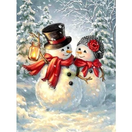 Snögubbe Diamantmålning Kits, Vinter Diamantkonst Kit för Vuxna,