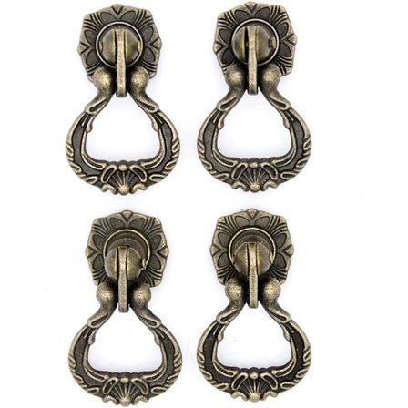 Pakke Vintage Antik Messing Trækhåndtag Enkelt Monteringshul til Skuffeskab Kommode Garderobe (Højde 5,9cm, Bredde 3,5cm)