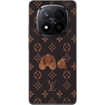 Kompatibel Mobilcover til Xiaomi Xiaomi Redmi Note 14 Pro+ Luksuriøst monogrammønster med knust bamse i mørk modeæstetik