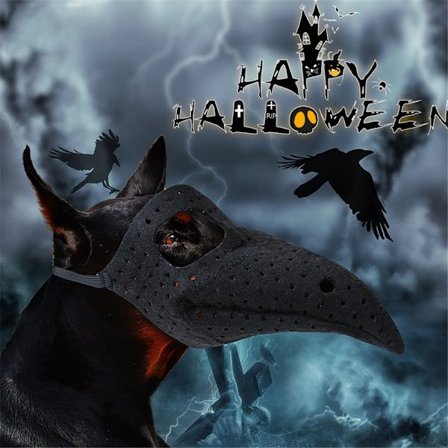 Halloween Pet Black Fear Beak Mask S