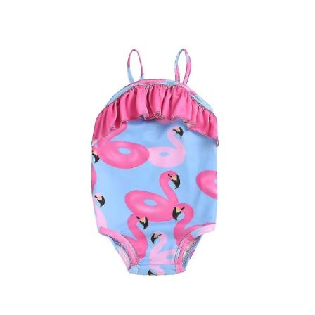 Barnebadedrakt Triangel Suspender Romper Summer Flamingo Print W 100