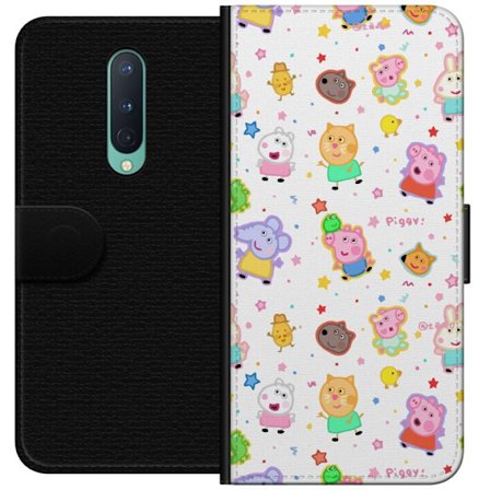 Kompatibel Tegnebogsetui til OnePlus 8 Farverige tegneserie dyrekarakterer i en legende stil med stjerner og prikker på en lys baggrund