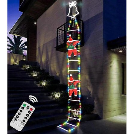 LED Juletrinslys, fjernbetjent juleklatrelampe, juletræsdekorationslyskæde til haven, med en farverig julemand [SL]