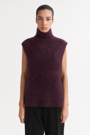 Soft Goat - Brushed turtleneck singlet - S - Midnight Plum