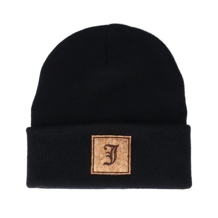 Kiddo Cap - Svart cuff Beanie - Kids J Letter Patch Black Cuff @ Hatstore