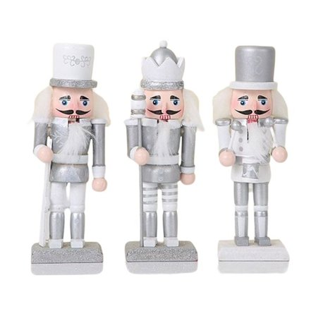 Wooden Nutcracker Soldier 3-Piece Set Christmas Decorations Height 15 cm