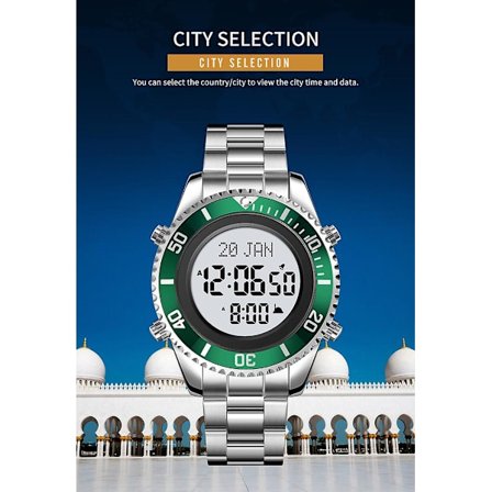 Pilgrimsur til mænd Multifunktionel Påmindelse Vandtæt Elektronisk Ur (FMY) Grøn